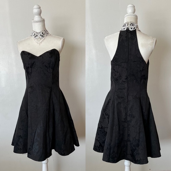 Vintage Gunne Sax Jessica McClintock Reverse Halter Party Dress - Picture 2 of 12